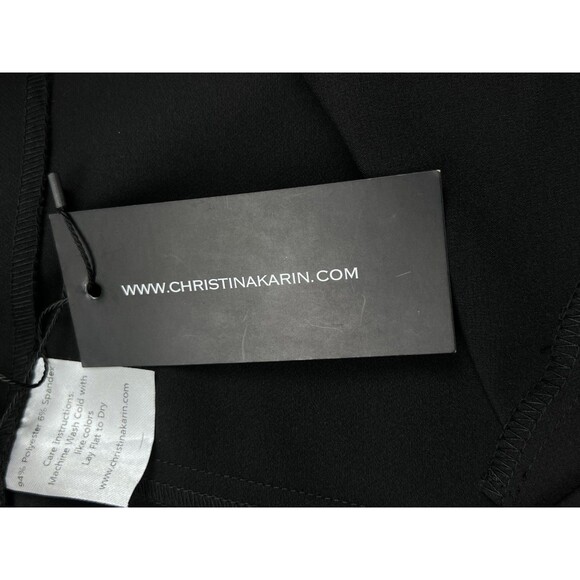 Christina Karen Flared Leg Trousers Black Cropped Minimalist Modern Chic Size XS - Picture 16 of 16